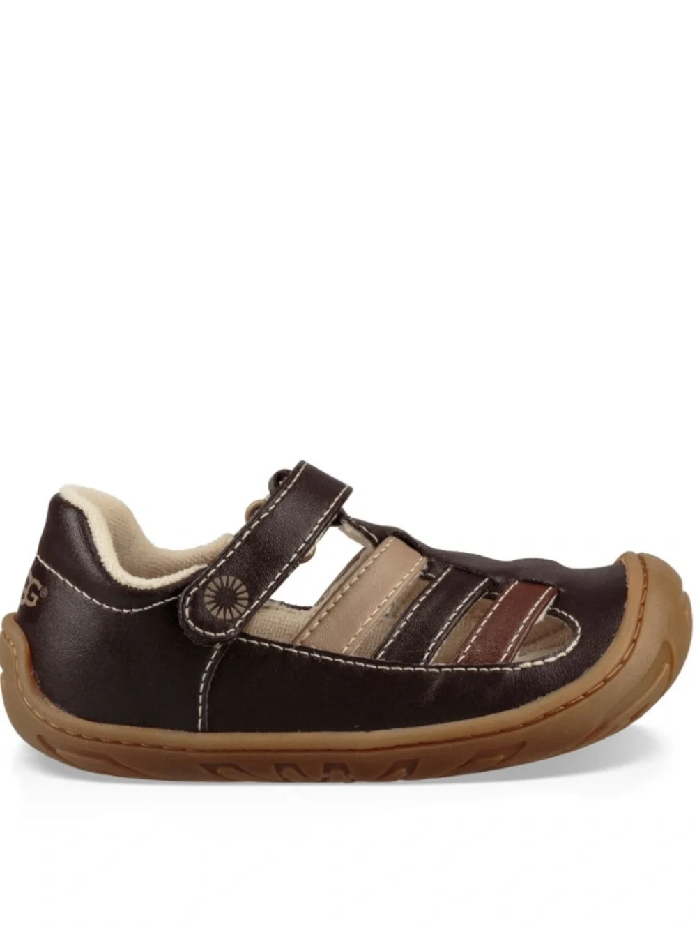 New UGG Santore Toddler Sandals Brown Leather Size 7 Easy Walker Closed Toe